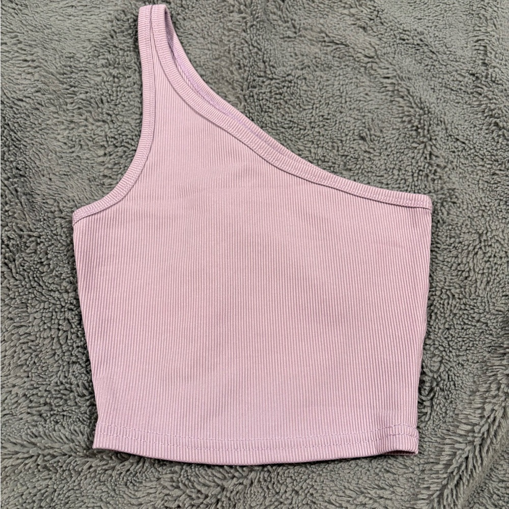 SHEIN One-Shoulder Lilac Ribbed Crop Top